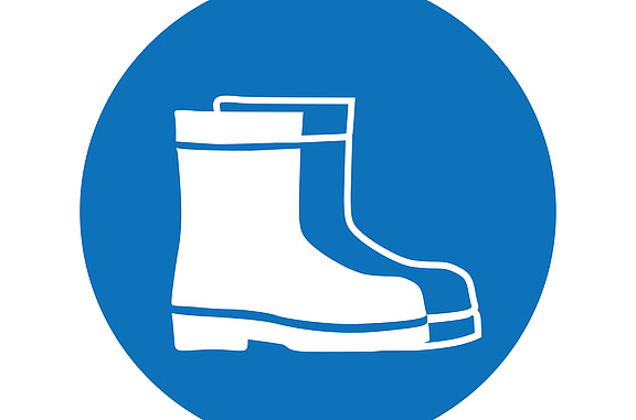 Sicherheitsschuhe auf Blauem Hintergrund